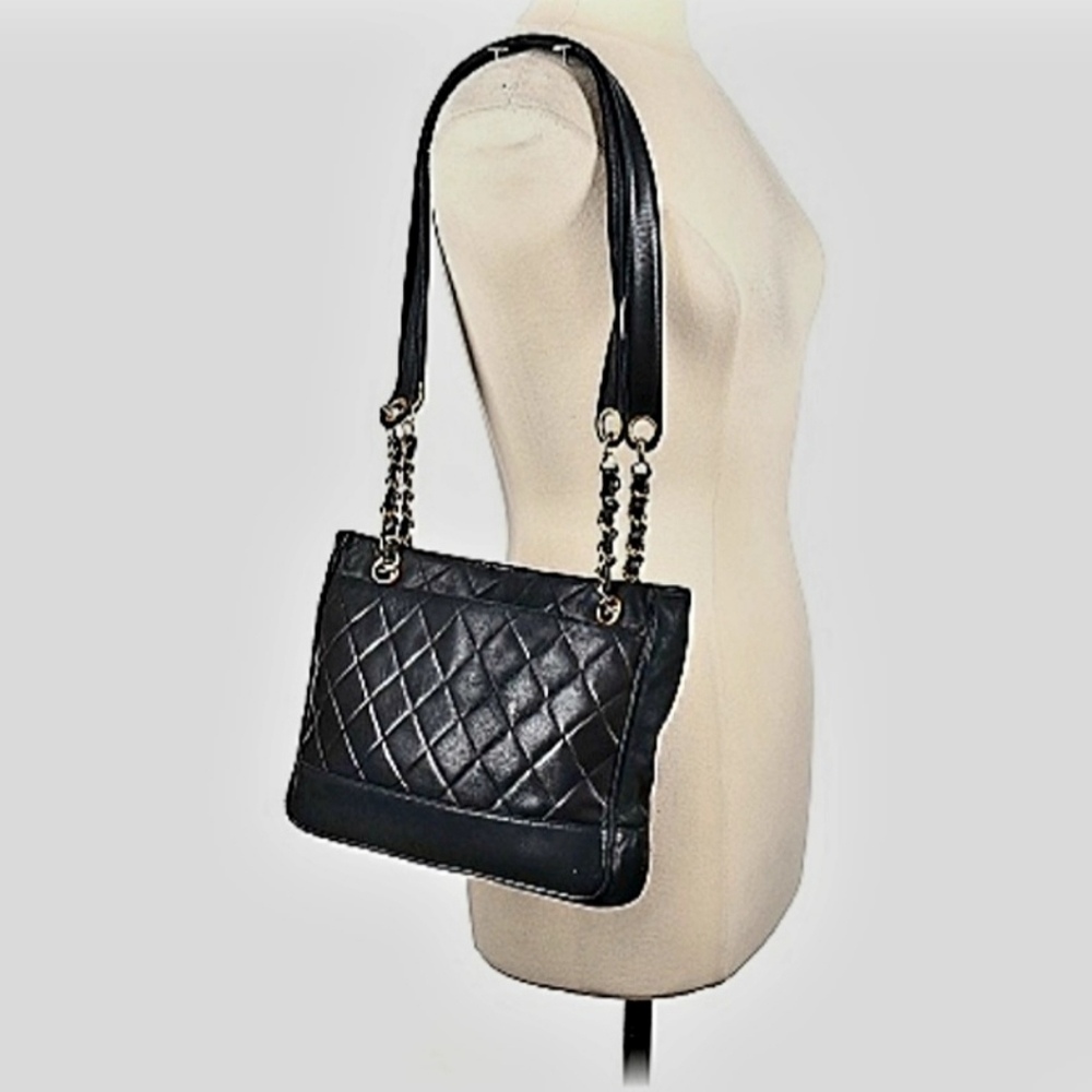 Chanel Black Caviar Quilted Leather Shoulder Tote